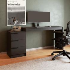 Mesa Gamer 3 Gavetas em Mdp Preto