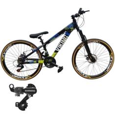 Bicicleta Vikingx 24V Tuff 25 Cambio Shimano Traseiro Aluminio Rodas V