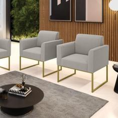 Poltrona Sala Estar Industrial Dourado Kit 2 Marisa Bouclê D03 - D'Ros