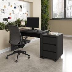 Escrivaninha Mesa Escritório com Gaveteiro com Rodízio Ficus 170cm Cab