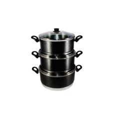 Jogo Panelas Grande (jogão) Craqueado Preto Alumínio 3 Peças