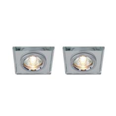 Kit 2 Spot Quadrado Embutir Sanca Gesso Cristal Espelhado