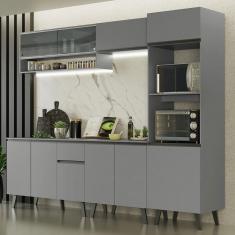 Armário de Cozinha Completa 260cm Cinza Nice Madesa 06