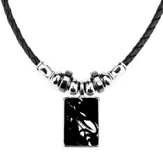 DIYthinker Colar com textura irregular, joia, torque, pingente de corda de couro