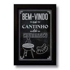 ART PRINT DECORAÇÕES Quadro Decorativo Frase Cantinho do Churrasco 33x43 cm - Madeira Pinus Laqueada