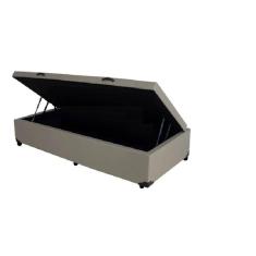 Cama Box Baú Solteiro Linhão Cinza Com Pistão A Gás
