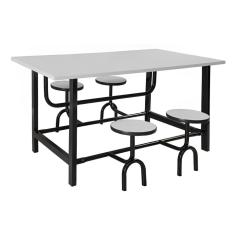 Mesa Refeitorio 6 Lugares 80X180x150 Banco Retratil Branco