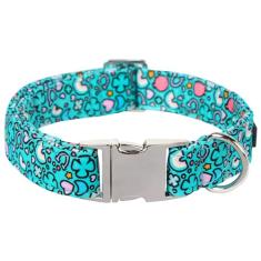 Coleira de cachorro Maca Bates Clover confortável macia para o dia de São Patrício com fivela de metal ajustável para coleira de cachorro pequeno, médio e grande trevo da sorte