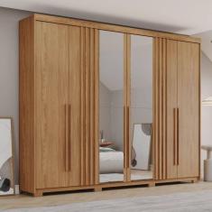 Guarda-roupa Casal 6 Portas 4 Gavetas com Espelho Norton Marrom