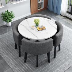 Mesa de conferência de escritório Mesa de sala de reuniões pequena, mesa redonda de recepção de escritório Conjunto de mesa de jantar de cozinha simples 1 mesa 4 cadeiras Mesa de negociação