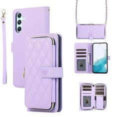 Capa carteira para Samsung Galaxy S24 Plus, bolsa flip de couro com zíper com suporte para cartão, capa de telefone à prova de choque com fivela magnética com corda de mão e corrente de couro para