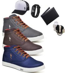 Kit Tênis Casual + Relógio + Cinto + Boné + Carteira + Meia - Polo Blu