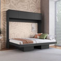 Cama Casal Hanover Articulável Horizontal 4 Portas Grafite - Art In Móveis