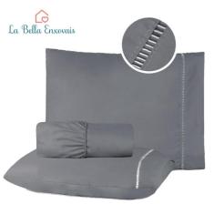 Jogo de Cama Casal Padrão 3 Peças 400 Fios Micropercal Ponto Palito - 