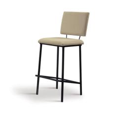 Banqueta Marcele Madeira Castanho e Estofada em Linho Várias Cores - D