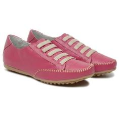 Tênis Feminino Sapatênis Couro Casual Mocassim - D' Roma, Rosa Pink, 3