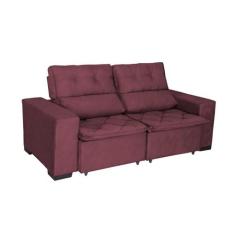 Sofá Soft Slim 3 Lugares Retrátil e Reclinável 2,00m Suede Vinho Sofá 