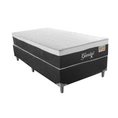 Cama Box Solteiro Gemini ii com Colchão Solteiro Molas Ensacadas Grafite e Branca