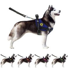 Coleira Peitoral Para Cachorro Grande Com Alça Reforçada Guia Ajustáve