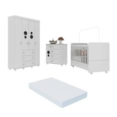 Quarto Completo Infantil com Colchão Incluso Pimpolho Multimóveis Branco