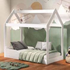 Cama Infantil Montessoriana Encanto Com Tenda E Grade De Proteção Barreto Branco