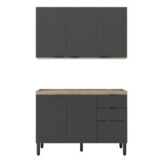 Cozinha Modulada Firenze Fi0009 Avena Grafito - Demóbile