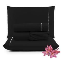 Jogo de Lençol Micropercal 400 Fios Queen 4 Peças - Marinho - Casa Sho