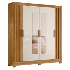 Guarda Roupa Ripado Com Espelho Manila Feijó Off White