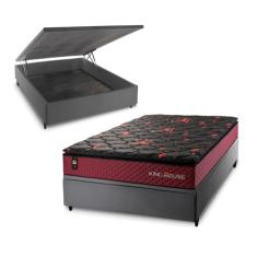 Conjunto Box Baú Toronto Preto 138x188x73 c/ Molas Ensacadas