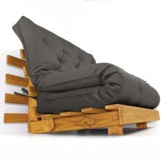 Sofá Cama Casal Futon Tokio Chumbo Acquablock Madeira Maciça Cor Mel