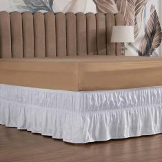Saia Box Cama Casal e Queen com 2 Elásticos Ajustável Babado 1 Peça - 