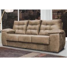 Sofá Luxemburgo 3 Lugares 2,02m Tecido Suede Castor - CAMA INBOX REQ