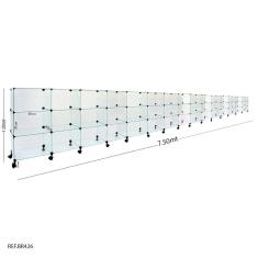 Balcão de Atendimento Modulado em Vidro com Rodízios - 7,50 x 1,00 x 0,40