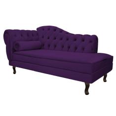 Diva Recamier Diana 185cm Lado Direito Suede - Doce Sonho Móveis Roxo