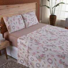 Lençol King Em Malha Fio Penteado Algodão 4 Pçs Rosa Escuro - Casa Sho
