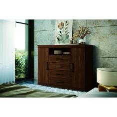 Cômoda 2 Portas 4 Gavetas 1 Nicho Master Santos Andirá Jatoba