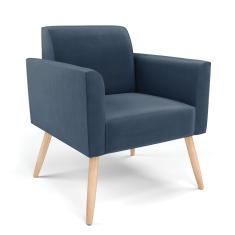 Poltrona Pés Palito Natural Marisa Suede Azul Marinho D03 - D'Rossi