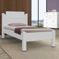 Cama Solteiro Paris Branco Com Colchão - Gabrielli
