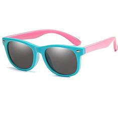 Óculos de sol kids - Oculos de sol infantil de 02-12 anos Dobravel flexivel uv400 com caixinha (azul e rosa)