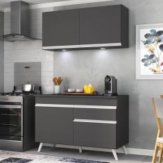 Armário de Cozinha Compacta 2 peças com Leds MP2012.898 Veneza Up Multimóveis Preto