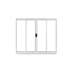 Janela de Correr Abertura Central Exclusiva 4 Folhas Vidro Liso 100x200cm CRV Portas e Janelas Branco