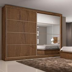 Guarda Roupa Casal com Espelho 2 Portas 6 Gavetas - Sevilha-Braúna - Made Marcs
