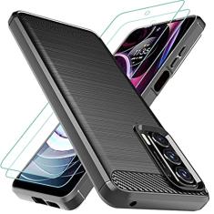 Osophter Capa para Moto Edge 2021, capa Motorola Edge 2021 com 2 peças protetoras de tela de borracha TPU flexível com absorção de choque, capa protetora para celular para Motorola Moto Edge (2021)