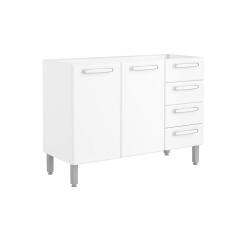 Balcão de Cozinha Evidence 7026 2 Portas e 4 Gavetas s/ Tampo 120cm Branco - Bertolini