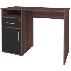 Mesa Para Escritório Escrivaninha Home Office Hall A02 Ipê Preto - Lya