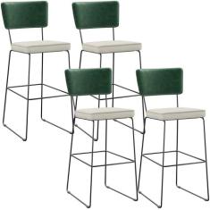 Kit 04 Banquetas Altas Sala De Jantar Fixa Allana L02 Facto Verde Musg