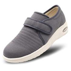 Tênis feminino de caminhada para diabéticos, ajustável, para uso ao ar livre, fácil de colocar e tirar, chinelos de largura larga, conforto para idosos, pés inchados, edema, dor nos pés, Respirável -