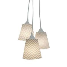 Lustre Pendente Infantil 3 Cúpulas Tons de Cinza e Branco - Crie Casa
