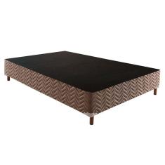 Cama Box Base Universal Casal Sommier Rústico Bordado Brown (138x188x30) - Paropas