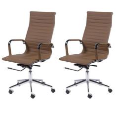 Kit 2 Cadeiras Escritório Presidente Esteirinha Rodízio Relax material